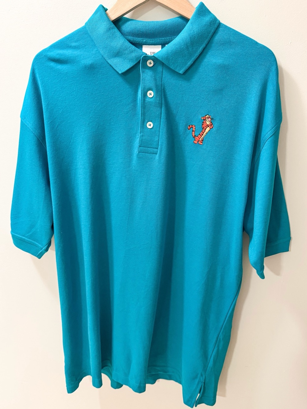 Disney Store Tigger Embroidered Teal Polo Shirt Men’s Large Vintage